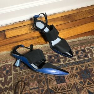 Kenzo Honeycomb Black and Blue Kitten Heel